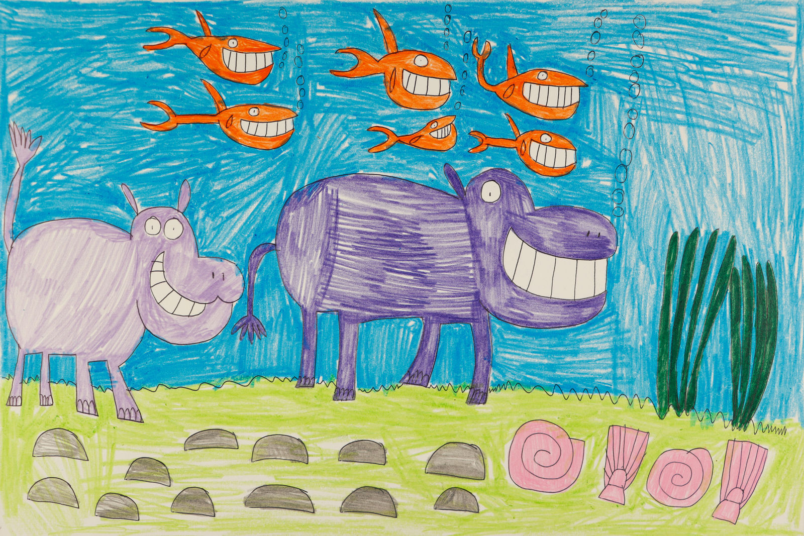 Alex Scott, Hippos Swim, 2019