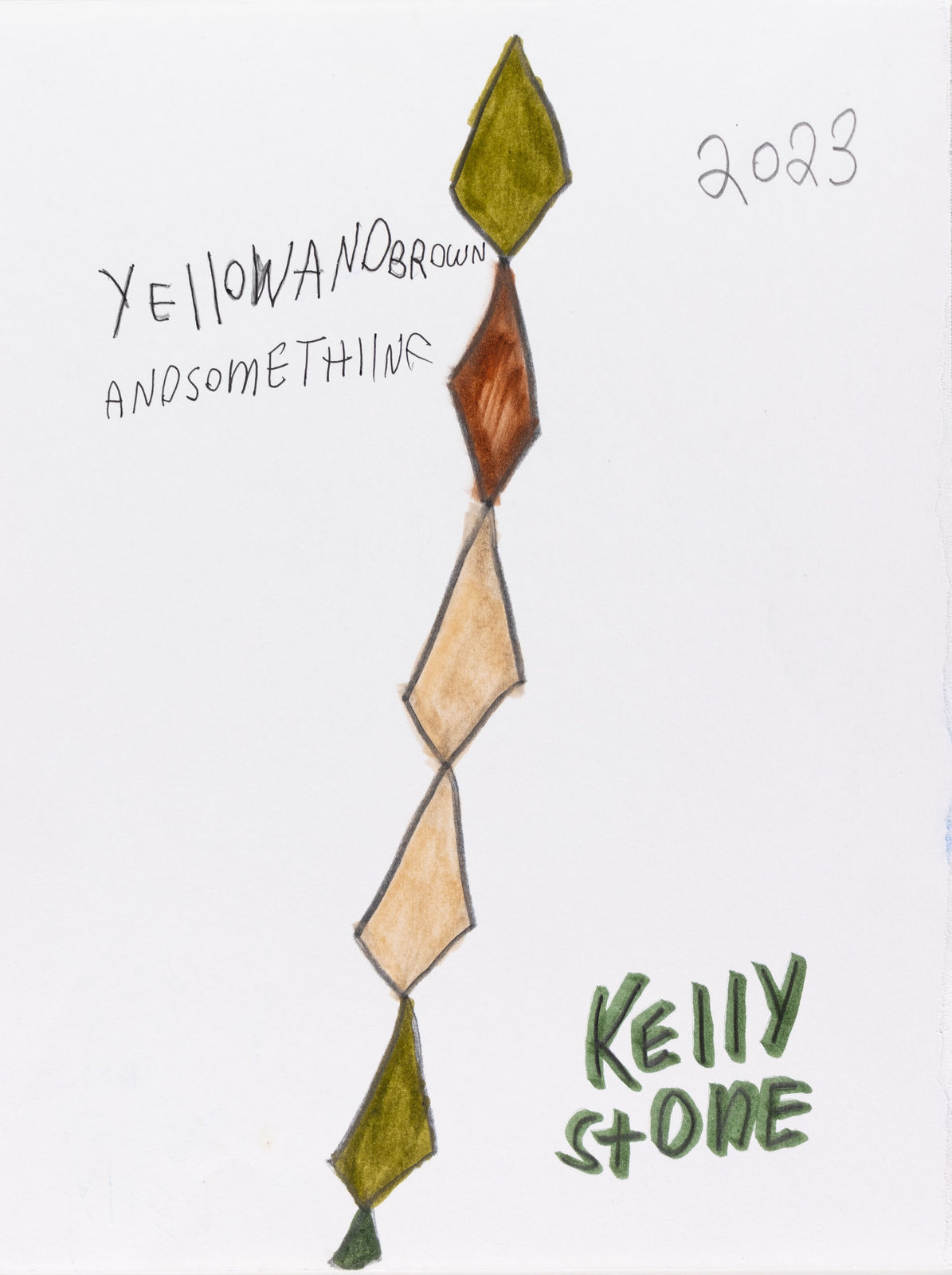 Kelly Stone, Untitled (Yellow and Brown and Something – Stack of Losanges), 2023