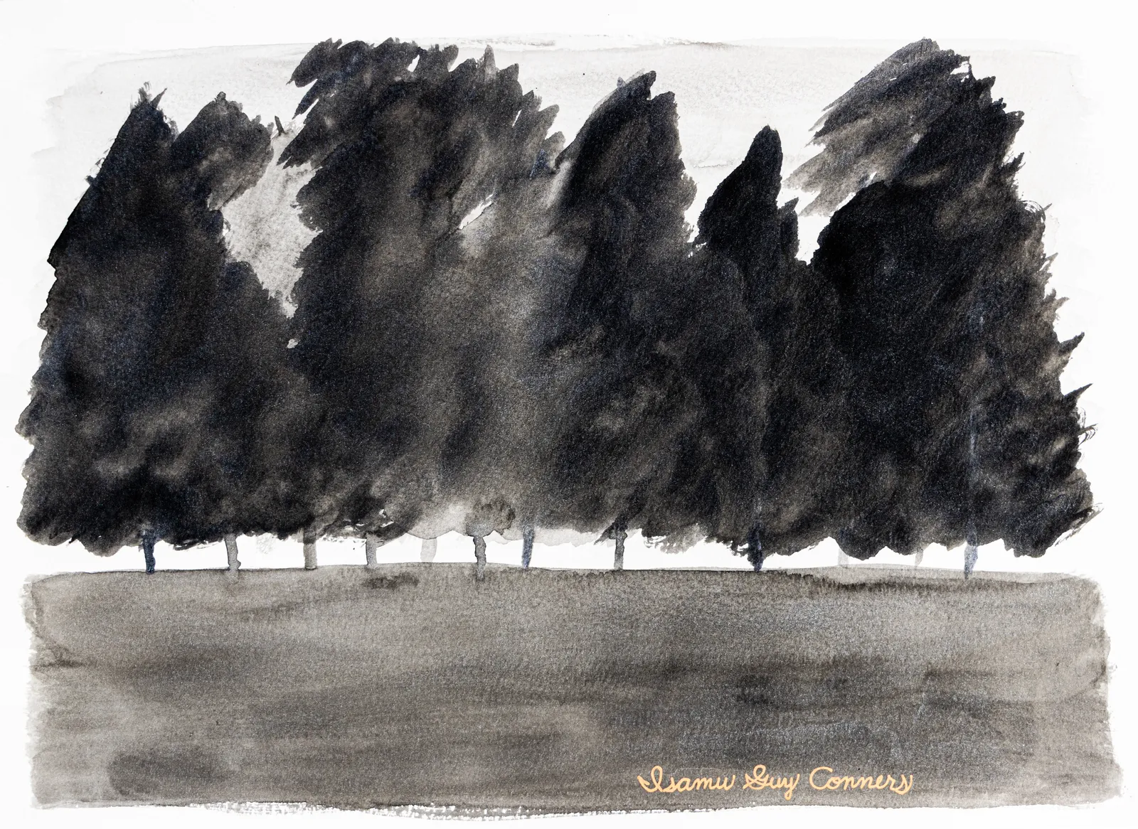 Isamu Guy Conners, Black and White Pine Tree, 2020