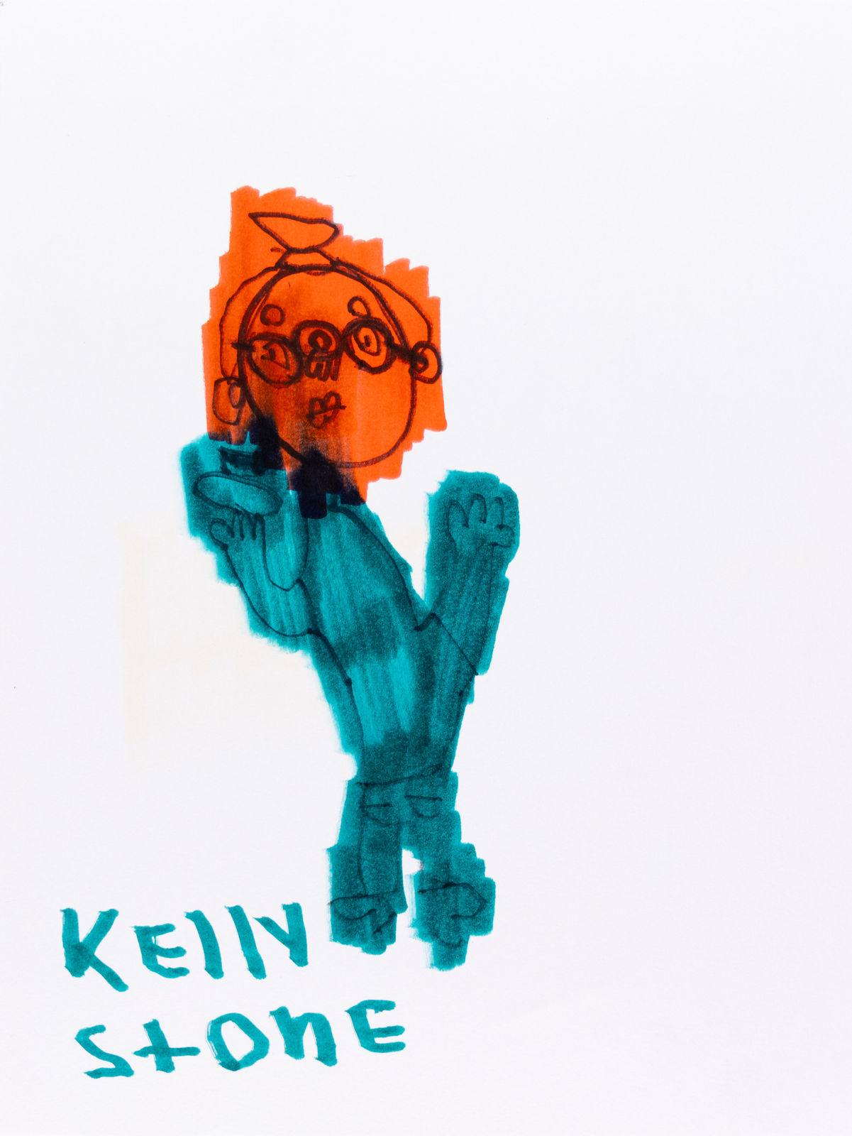 Kelly Stone, Untitled (Orange and Teal Figure), 2023
