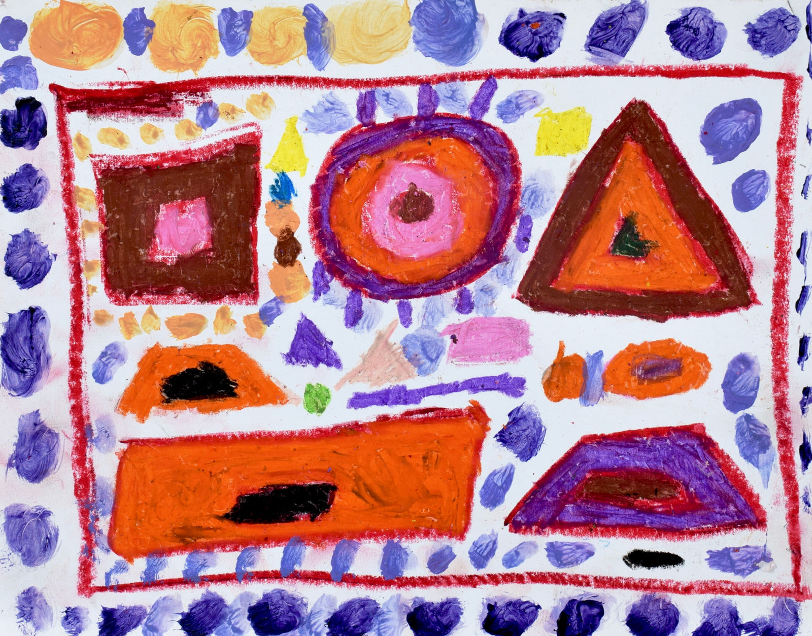 Marcus Imani Kennedy, Shapes Inside Shapes Square Triangle Rectangle Trapzoid and Dots, 2021