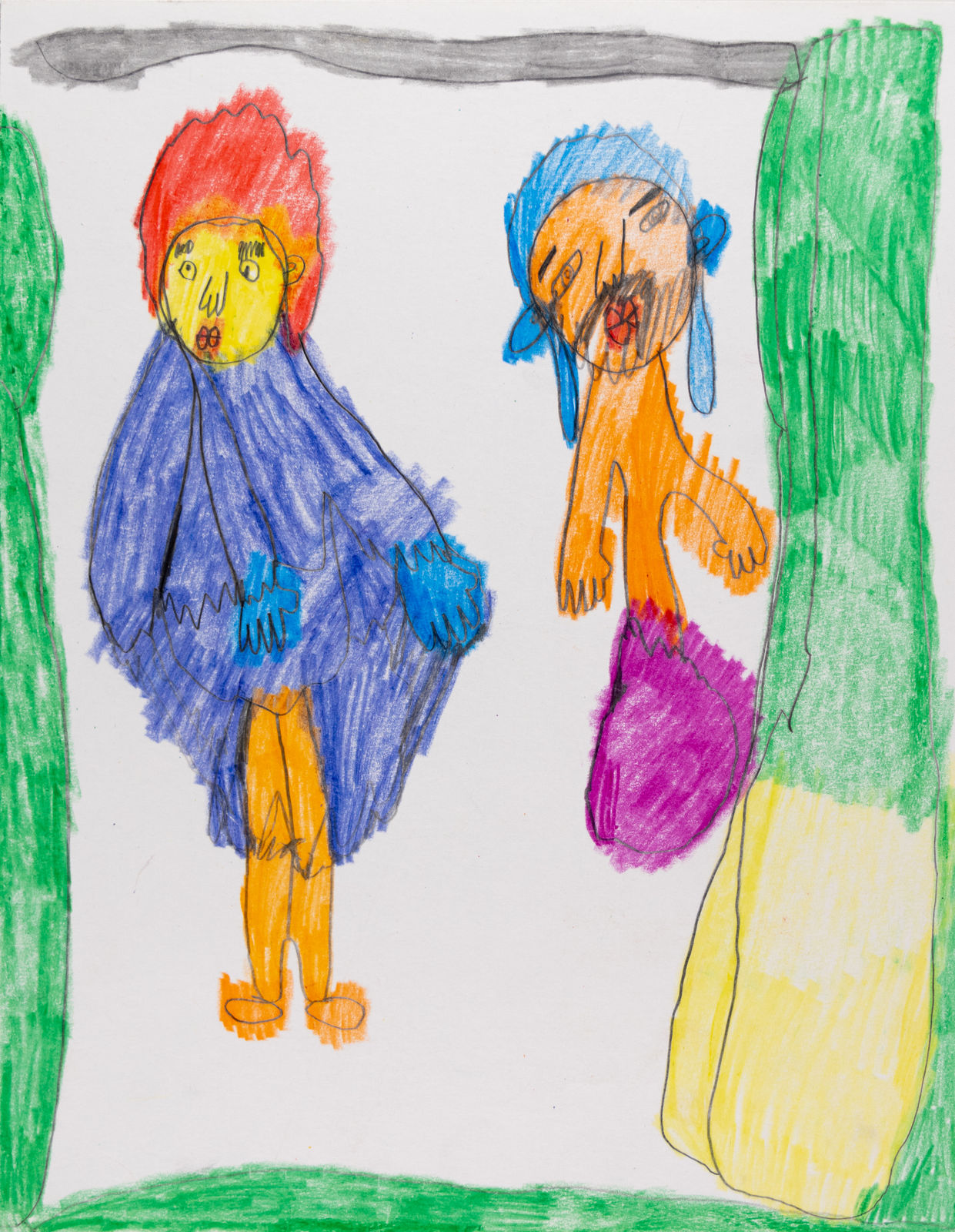 Kelly Stone, Untitled (Red Haired Figure and Blue Haired Figure), n.d.