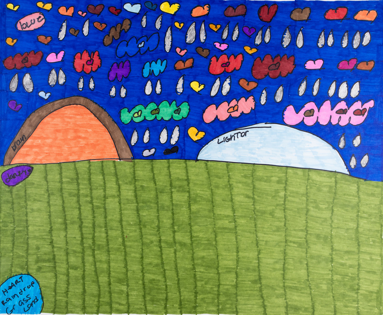 Maria Vanik, Raindrop, Grass, Land Blue, Dark Brown, Dark Green, n.d.