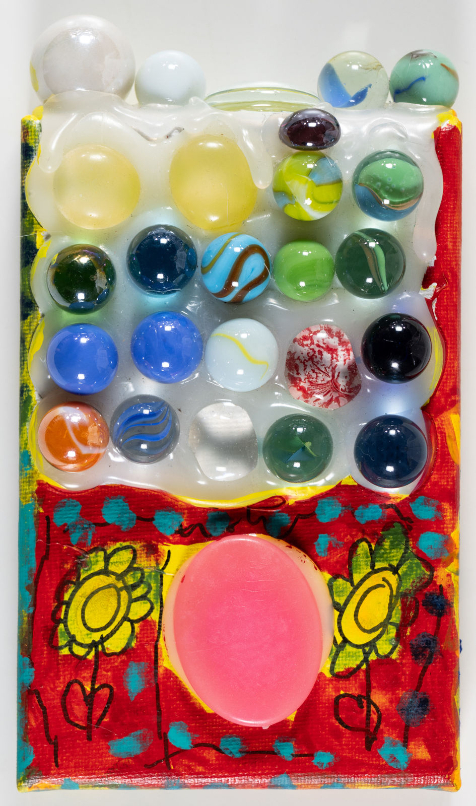 Maria Vanik, Blue Flowers, Hearts, Mabler Balls, 2019