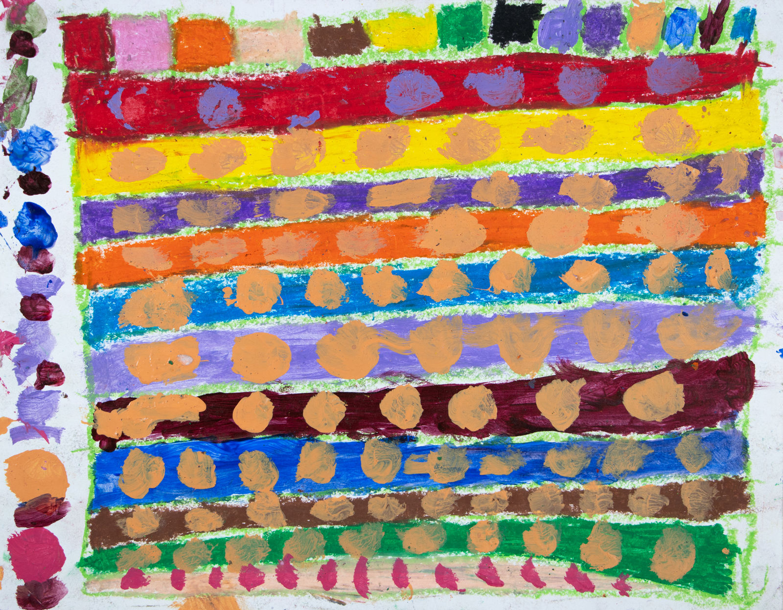 Marcus Imani Kennedy, Square Box with Dots Shapes and Rainbow Stripes, 2021