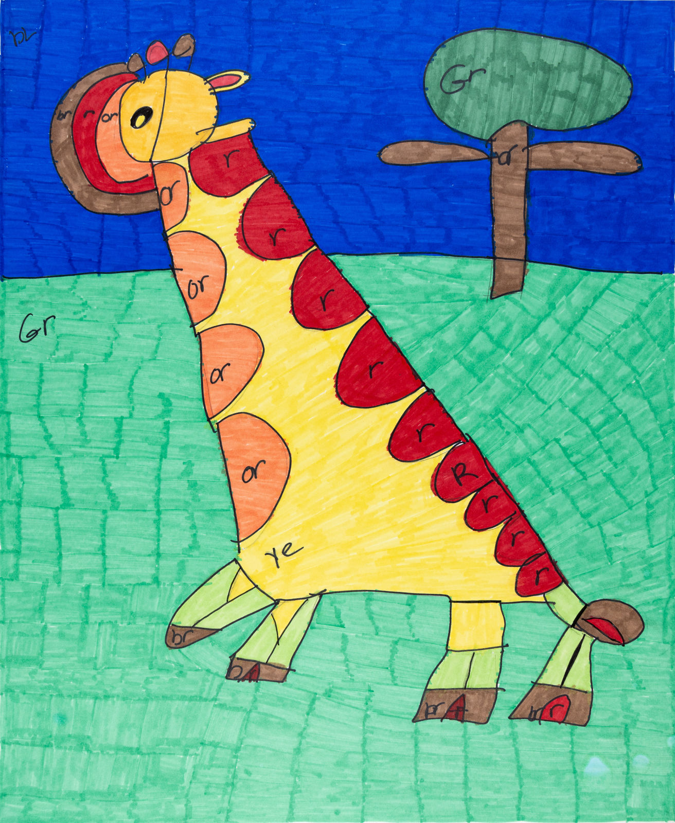 Maria Vanik, Giraffem, Tree, Blue, n.d.