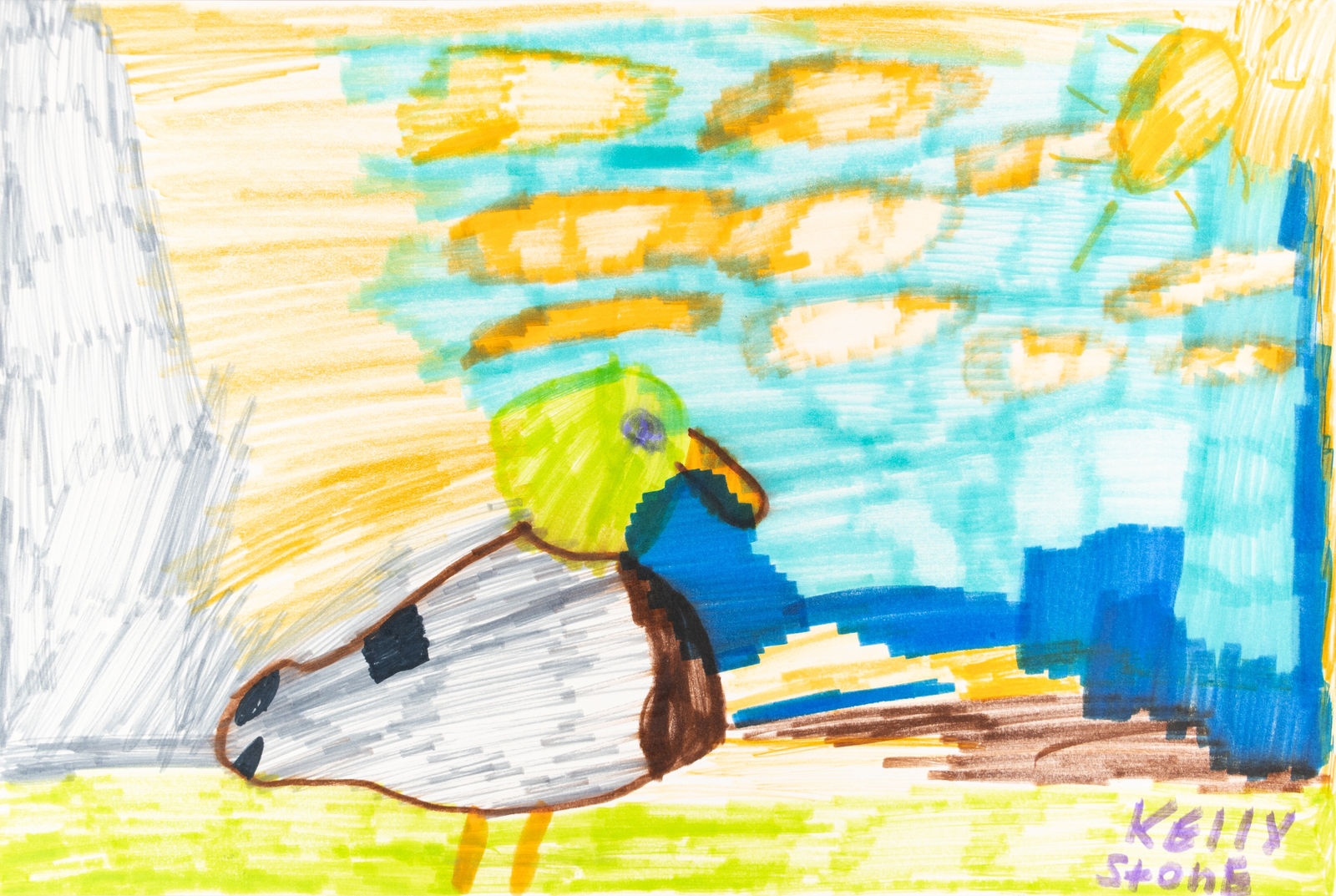 Kelly Stone, Green Bird, 2018