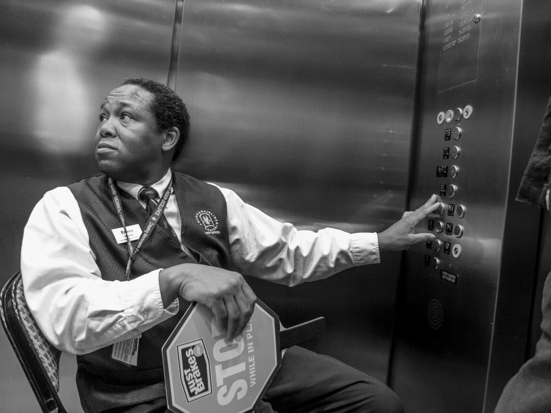 Kipp Baker, Man in Elevator, 2022