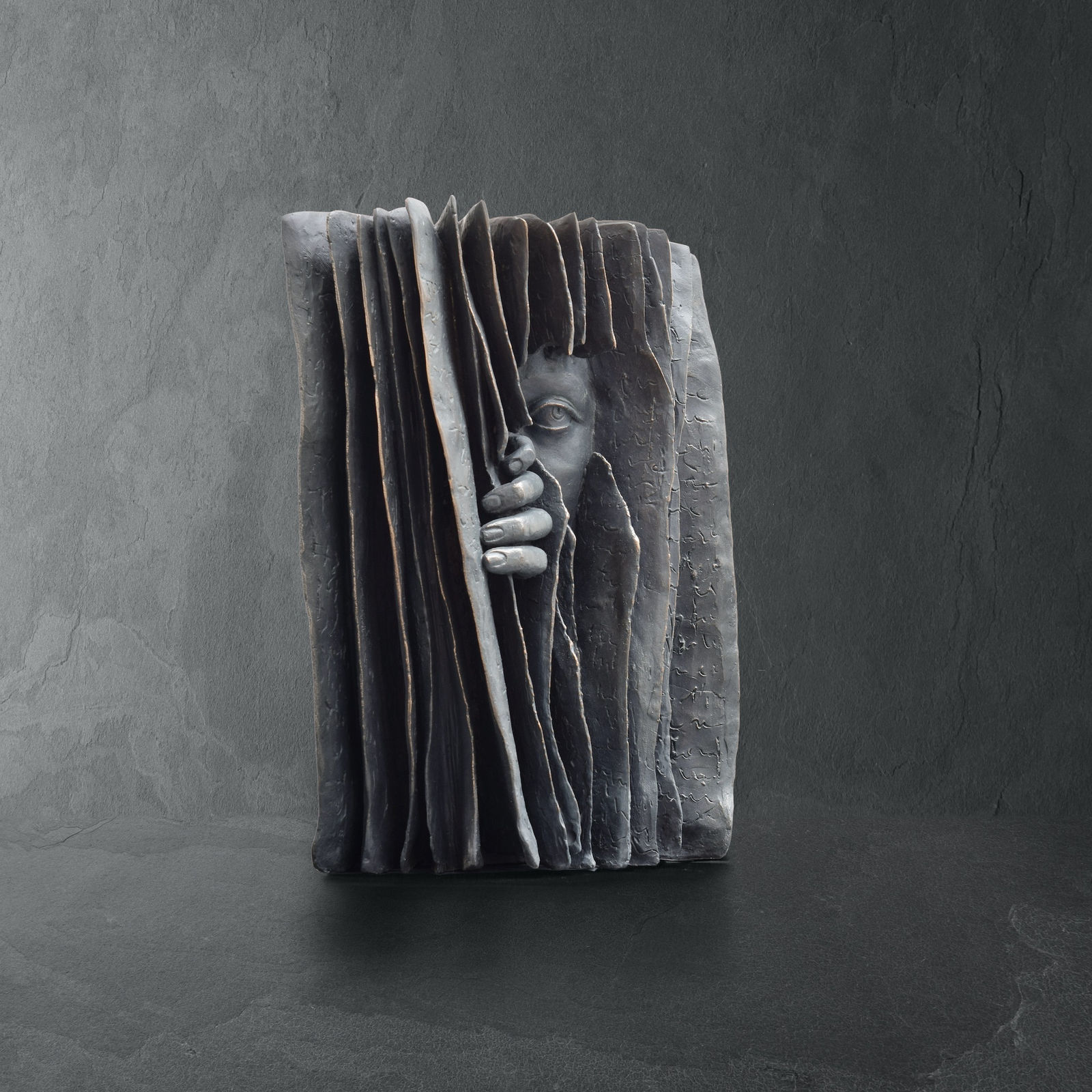 art thema, artthema, art, thema, secret, femme, œil, mystérieux, livre, visage, journal intime, esprit, Sculpture en bronze, Paola grizi, Artiste italien, Sculpture contemporaine, Sculpture en bronze, Art de la sculpture, Décoration d'art, Design d'intérieur, conception d'art, Décoration de salon, Art maison, art galerie thema heyi, galerie d'art contemporain bruxelles