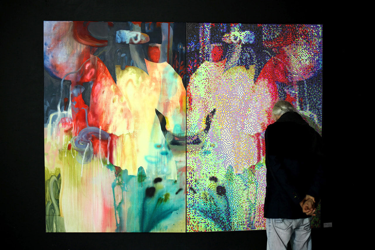 Mirror waves, BLO, KAN, JAW, Street art, color, colorful, joyful, acrylic painting, street art, abstract painting, contemporary pop art, Art Thema Heyi Gallery, Brussels