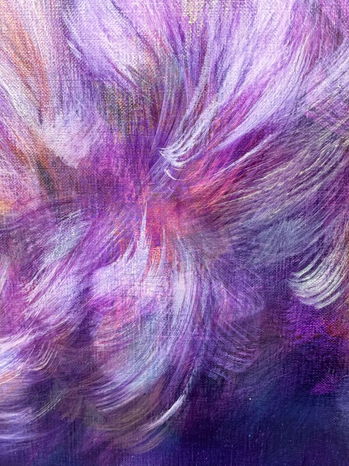 Nagare wals van bloemen schilderij Noriku Kura Fuji donkerpaars en goud lentebloem Japanse schilderkunst Japanse hedendaagse schilderkunst olieverfschilderij impressionistische schilderkunst Art Yi galerie Brusselse kunstgalerie