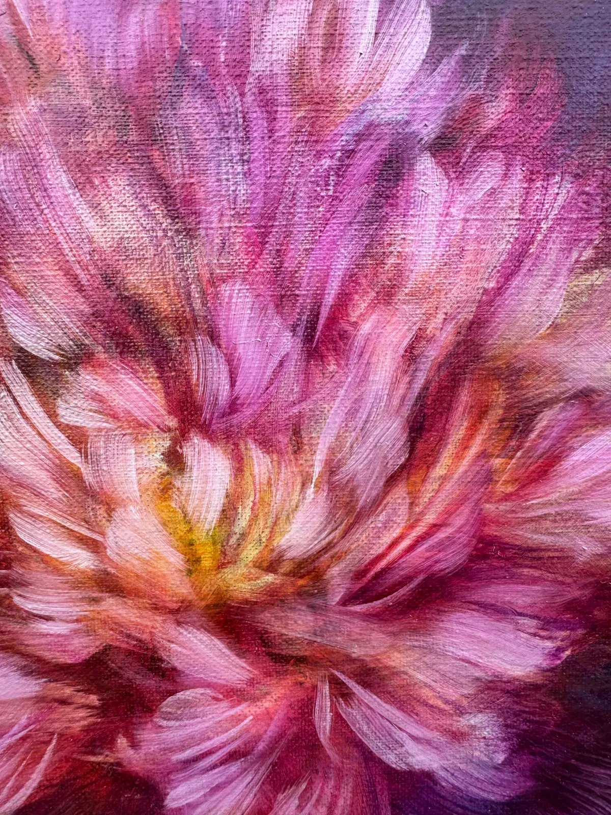 Nagare wals van bloemen schilderij Noriku Kura Fuji roze en paarse lentebloem Japanse schilderkunst Japanse hedendaagse schilderkunst olieverfschilderij impressionistische schilderkunst Art Yi galerie Brusselse kunstgalerie