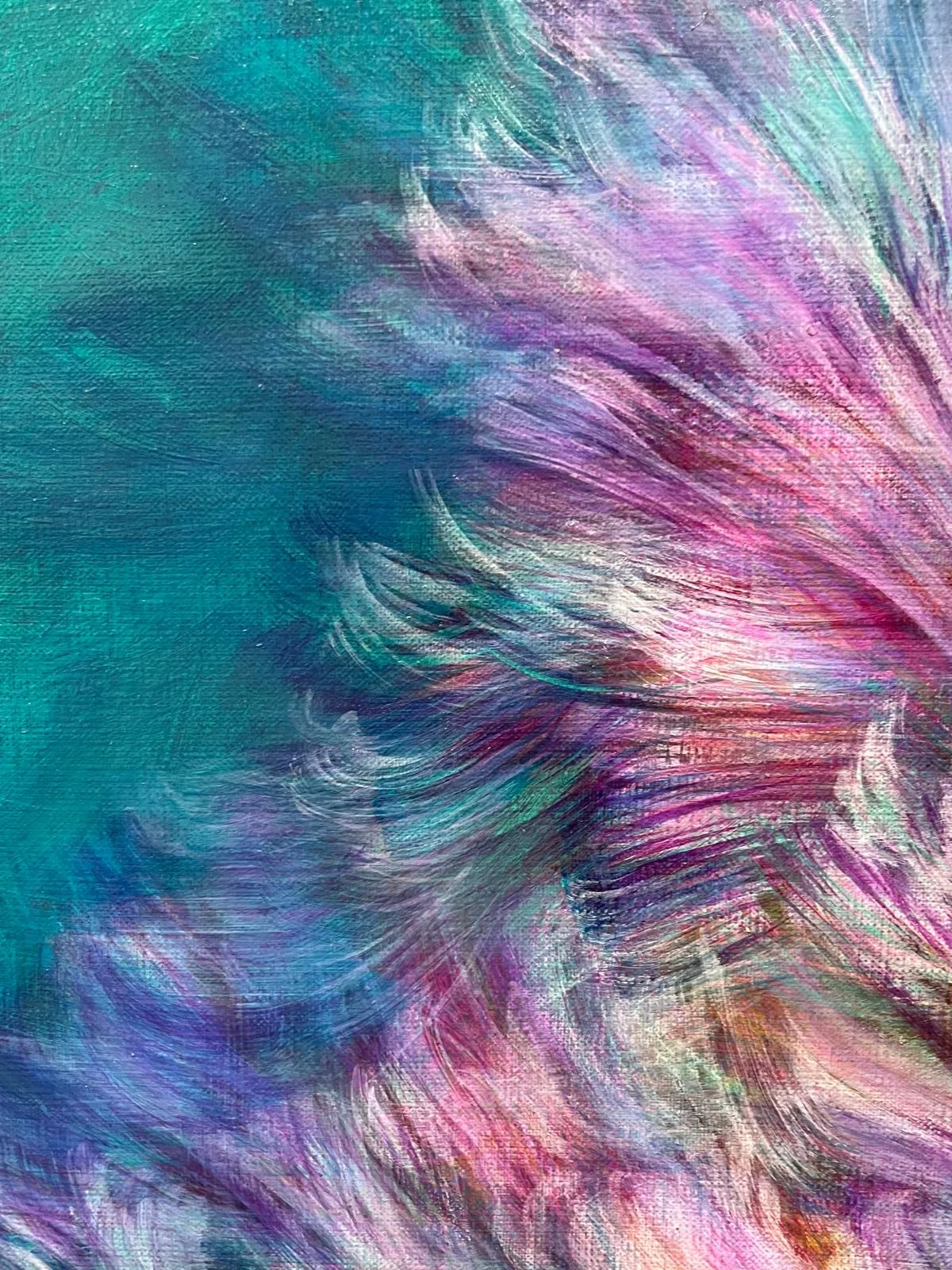 waltz of flower oil painting of Noriko Kurafuji sakura flowing flower spring flower impression art abstract flower art at Art Yi gallery in Brussels