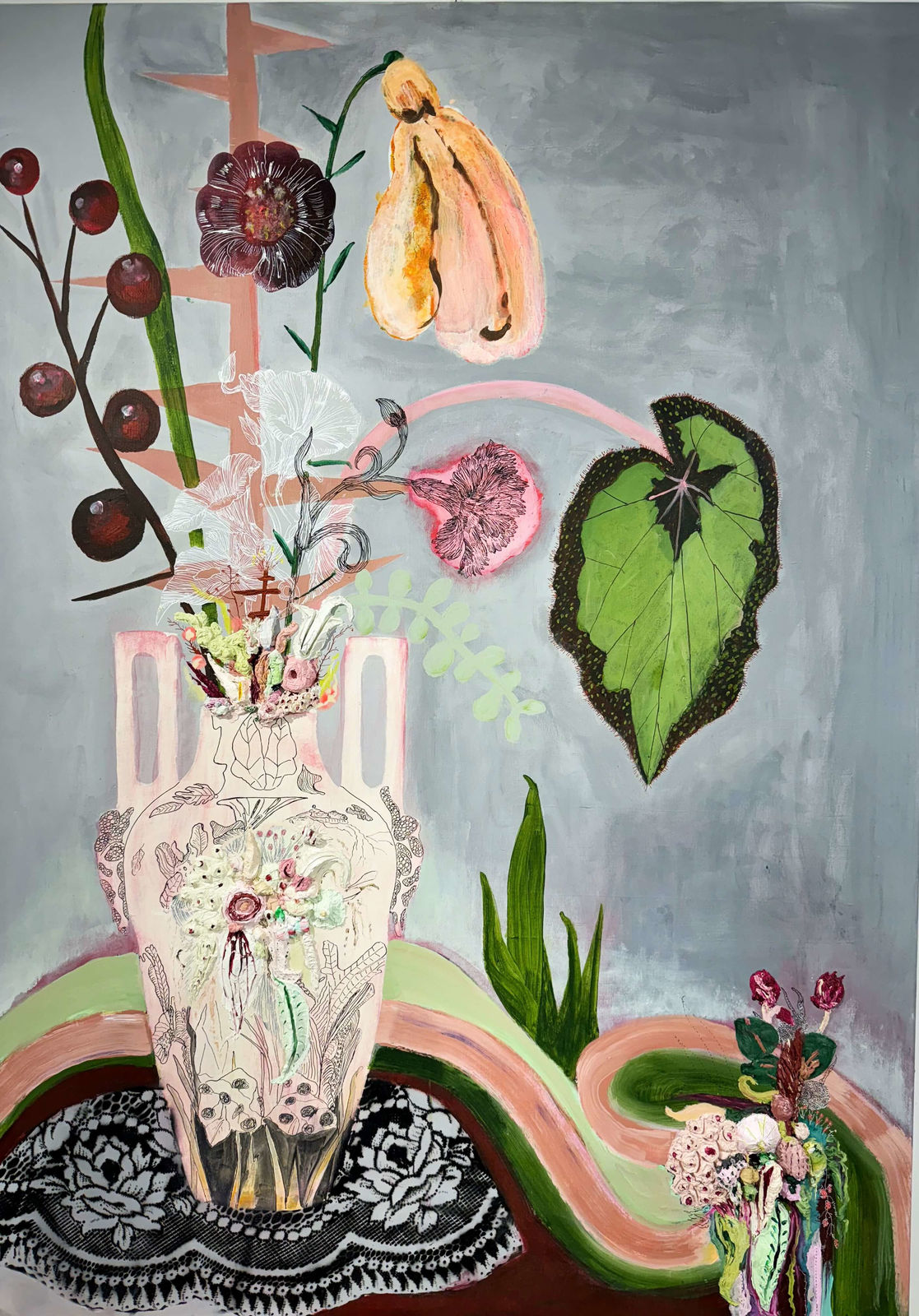 bloemen in vaas schilderij alida everts bloem schilderij nederlandse kunstenaar interieur Art Yi-galerij Kunstgalerij Brussel