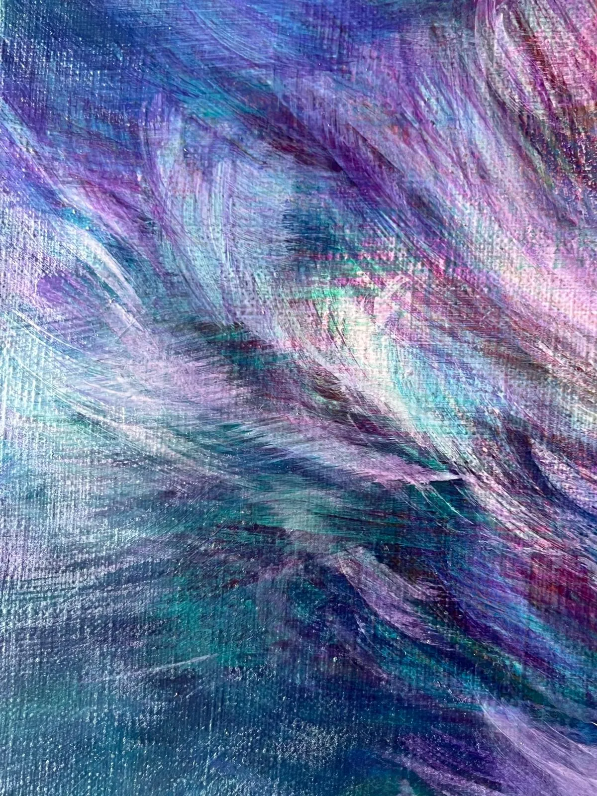 waltz of flower oil painting of Noriko Kurafuji sakura flowing flower spring flower impression art abstract flower art at Art Yi gallery in Brussels