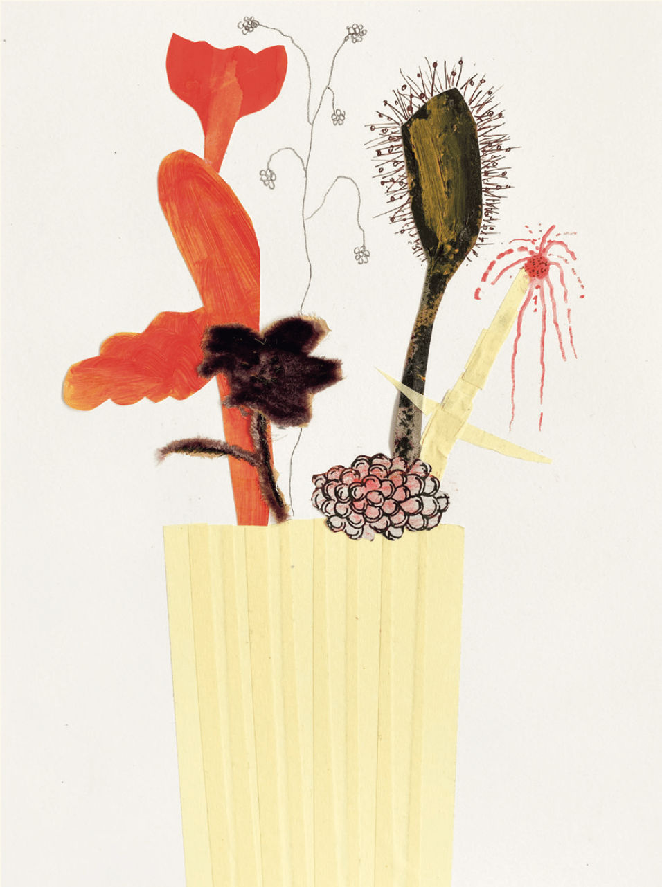 bloemen in vaas schilderij alida everts bloemencollage bloemtekening nederlandse kunstenaar interieurontwerp Art Yi-galerij Kunstgalerij Brussel