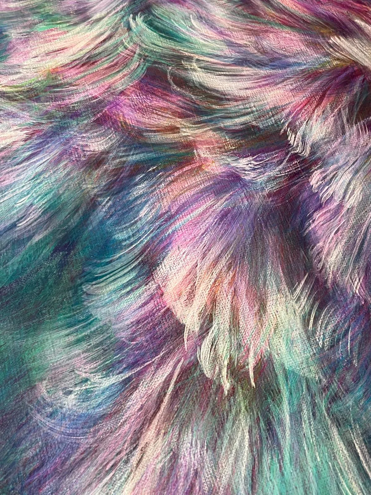 waltz of flower oil painting of Noriko Kurafuji sakura flowing flower spring flower impression art abstract flower art at Art Yi gallery in Brussels