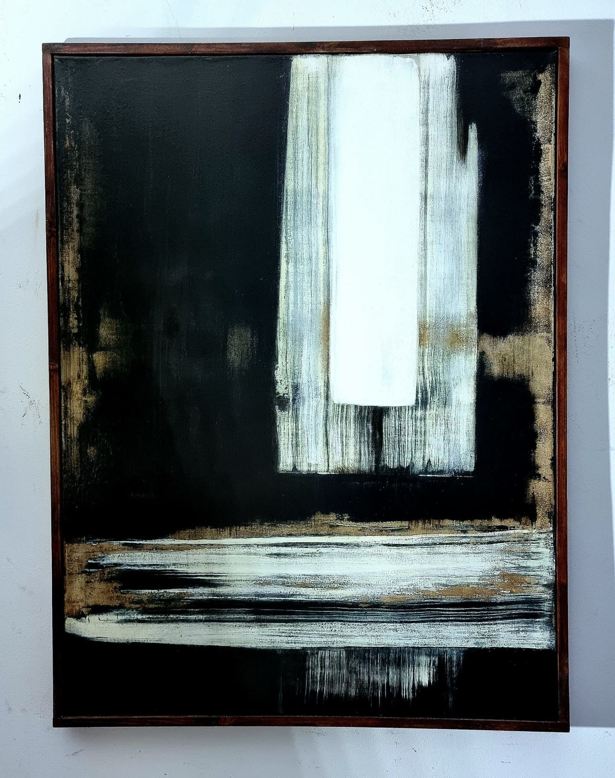 Fractal Frédéric Halbreich black and white abstract painting acrylic oil on canvas