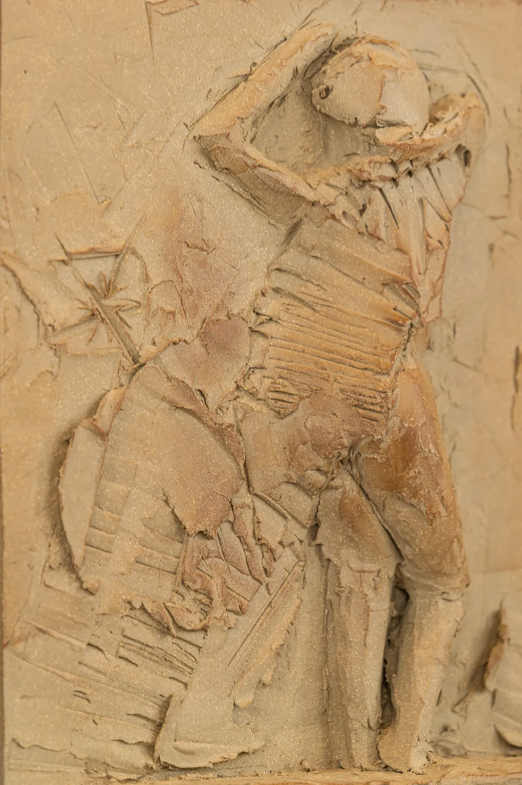 Figurative ceramic relief in 9 Greek Muses series by sculptor Emilio DiIorio