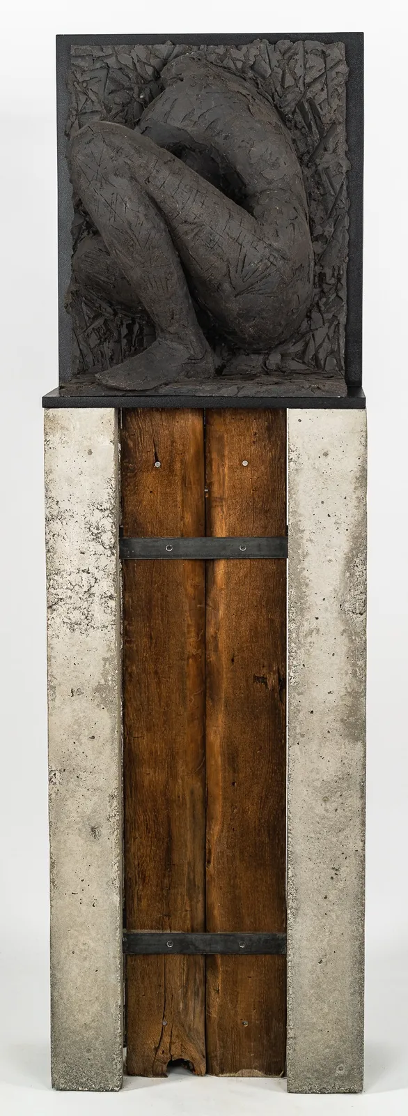 Ceramic relief in black clay in sculptor Emilio DiIorio's Women of Troy series.