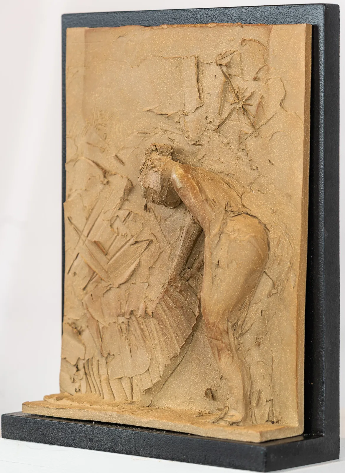 Figurative ceramic relief in 9 Greek Muses series by sculptor Emilio DiIorio