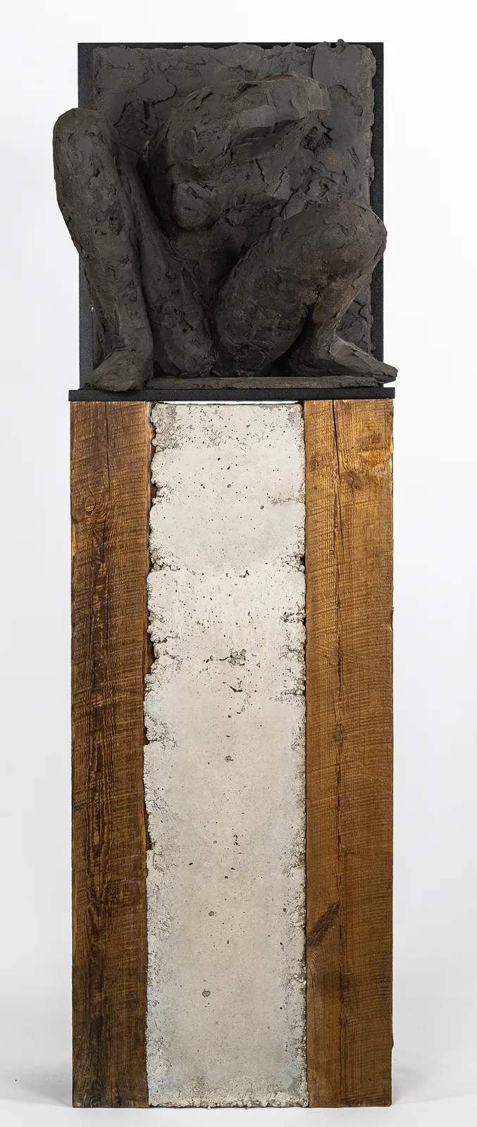 Ceramic relief in black clay in sculptor Emilio DiIorio's Women of Troy series.