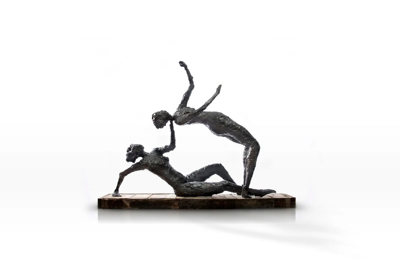 Bronze sculpture with two female figures by artist Emilio DiIorio.