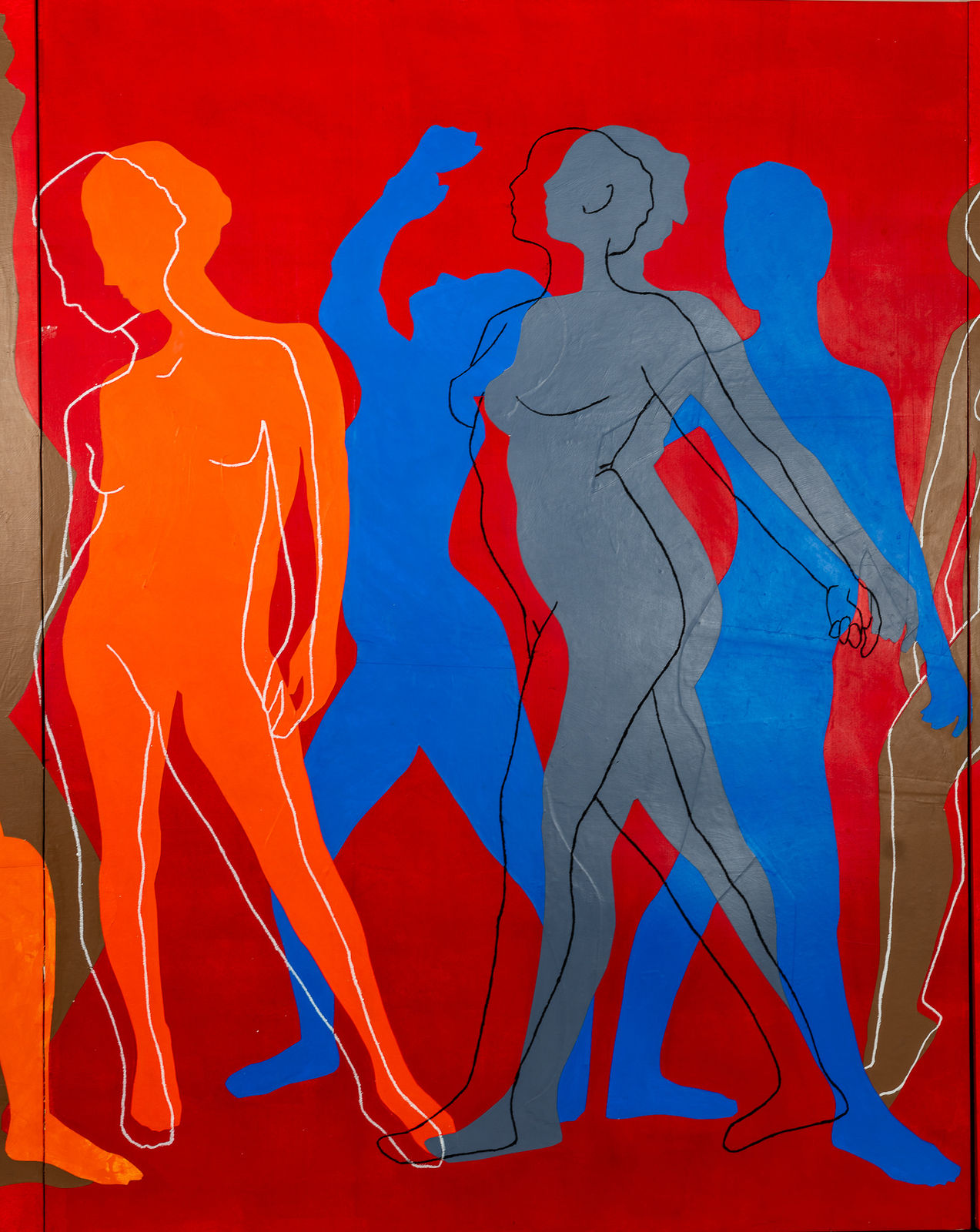 3-paneled figurative collage by painter Emilio DiIorio