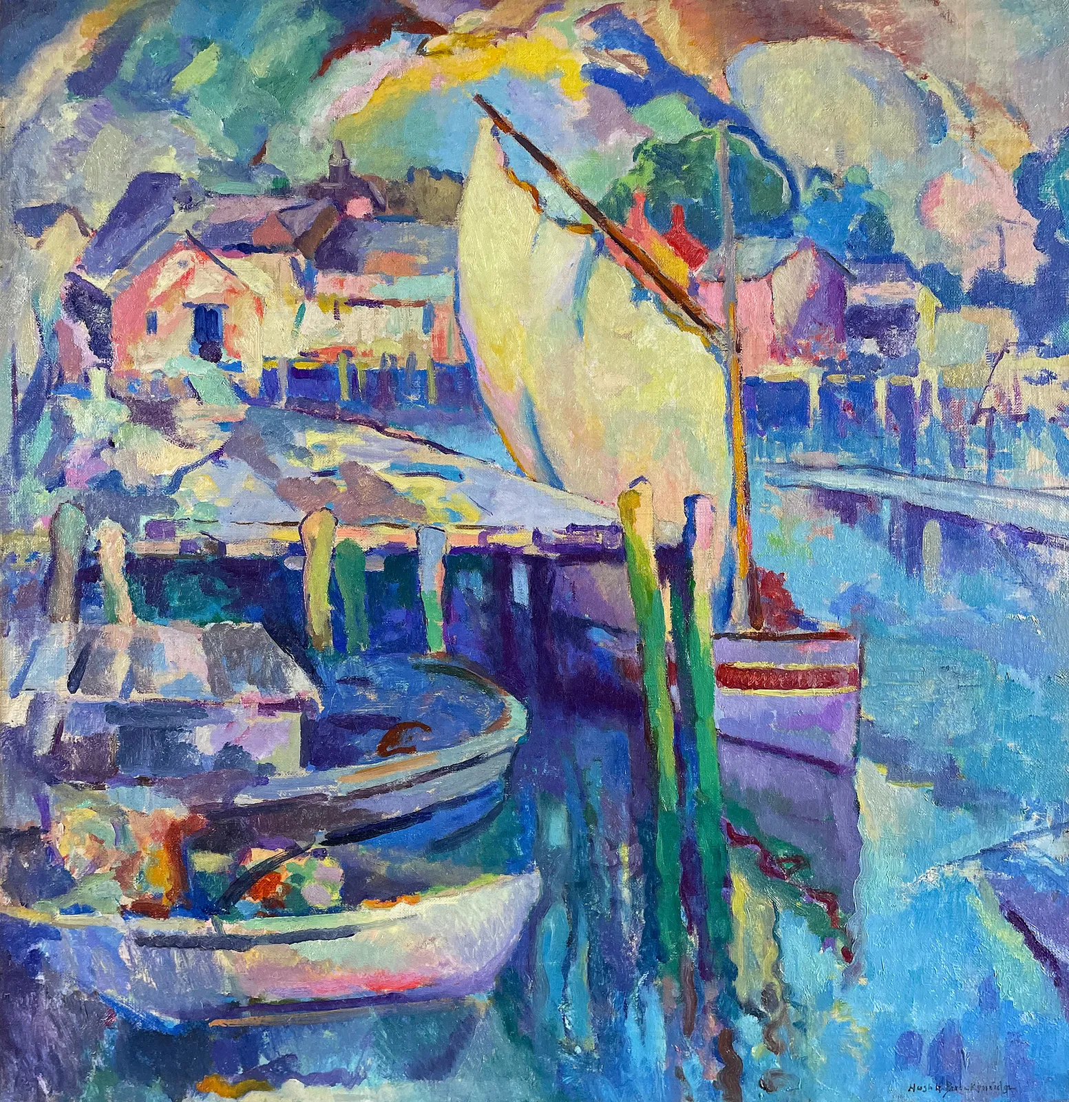 Hugh Henry Breckenridge, Boats at Dock, c. 1920s