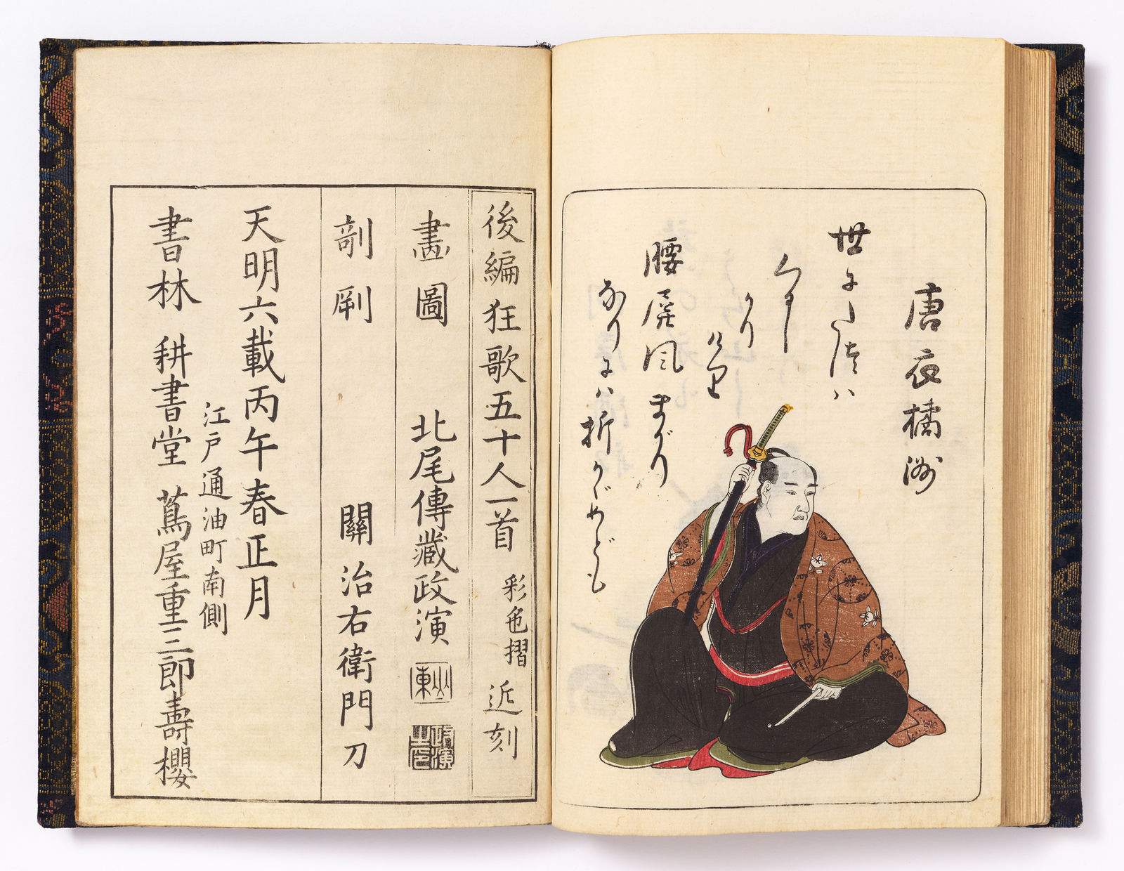 Kitao Masanobu (Santo Kyoden) (1761-1816), Anthology of 'Crazy Verses' (kyoka) by Fifty Poets of the Tenmei Era ([Tenmei shinsen gojunin isshu] azumaburi kyoka bunko), 1786