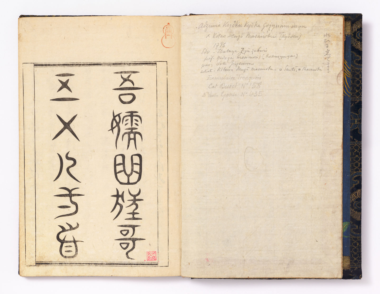 Kitao Masanobu (Santo Kyoden) (1761-1816), Anthology of 'Crazy Verses' (kyoka) by Fifty Poets of the Tenmei Era ([Tenmei shinsen gojunin isshu] azumaburi kyoka bunko), 1786