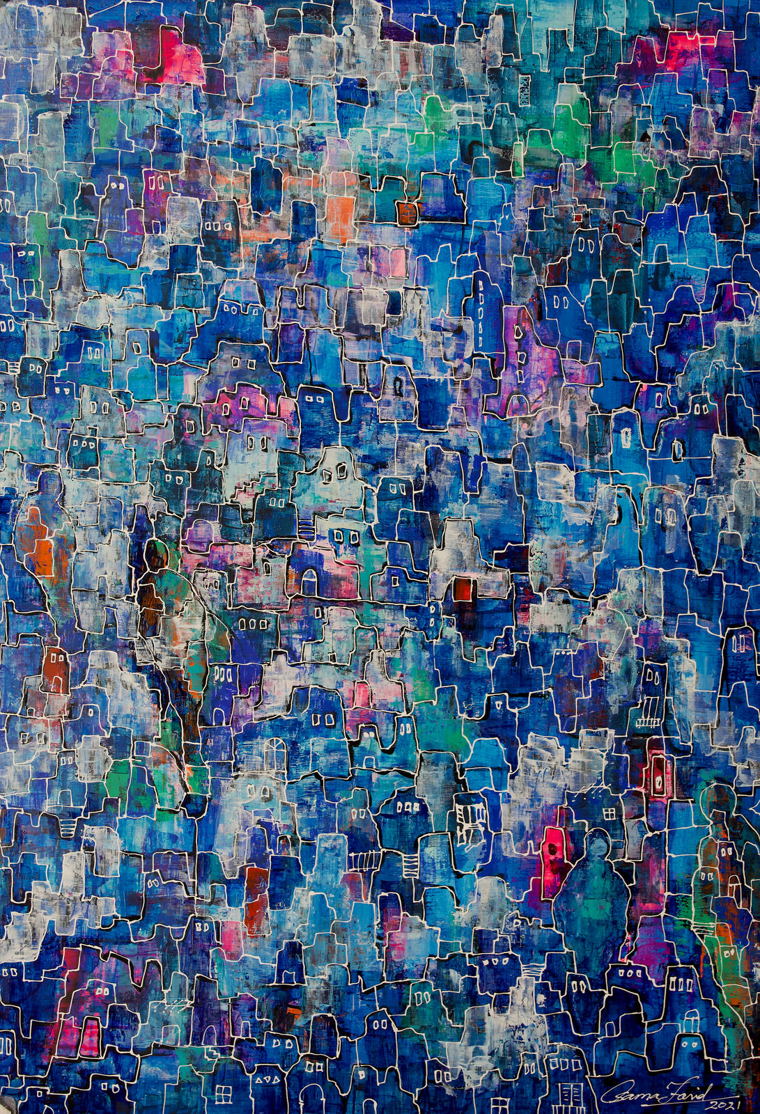 Osama Farid, Blue Image City, 2021