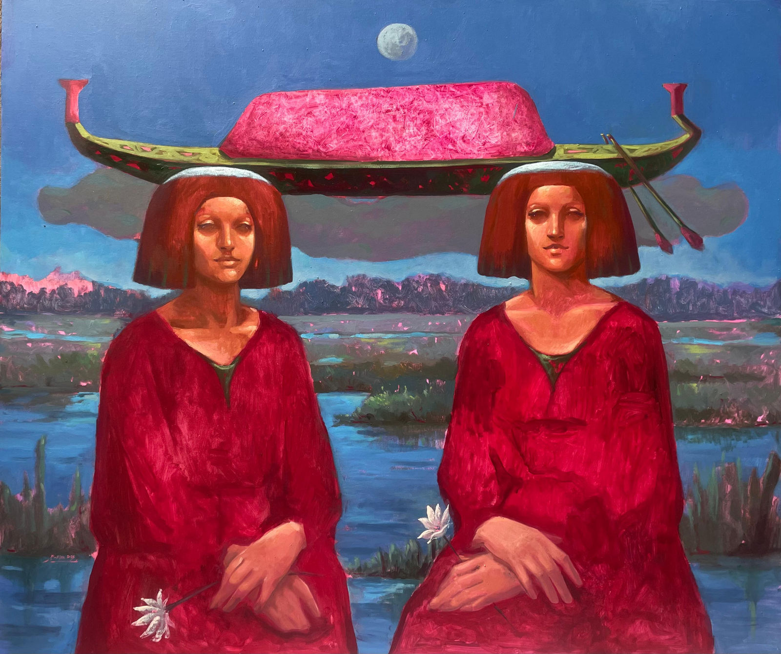 Muhammad Alaa, eves in red dress, 2025