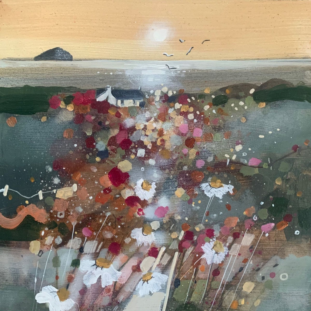 Emma S Davis RSW PAI, Autumn Field and Ailsa Craig