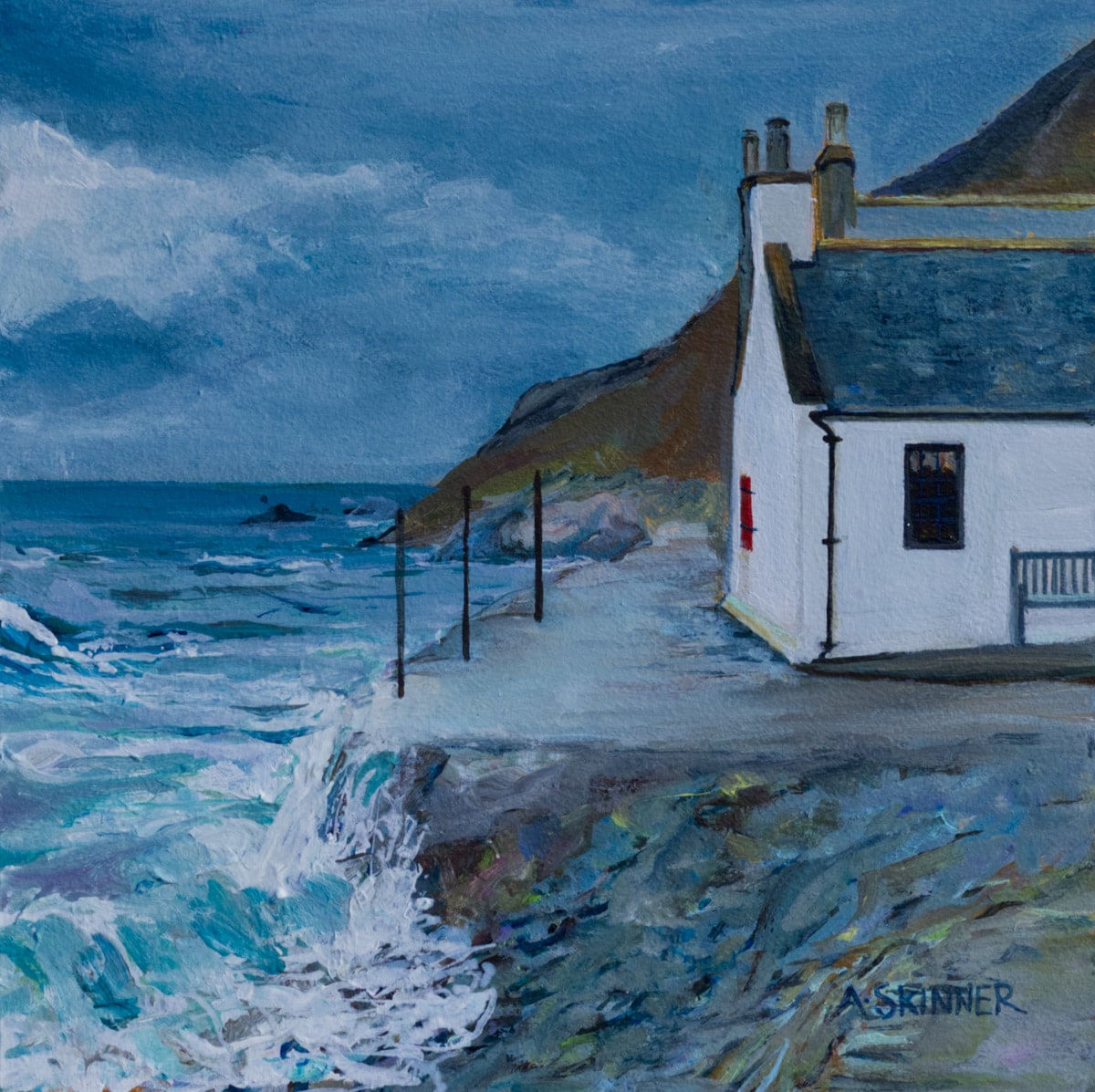 Anne Skinner, Restless Sea at Crovie, Aberdeenshire