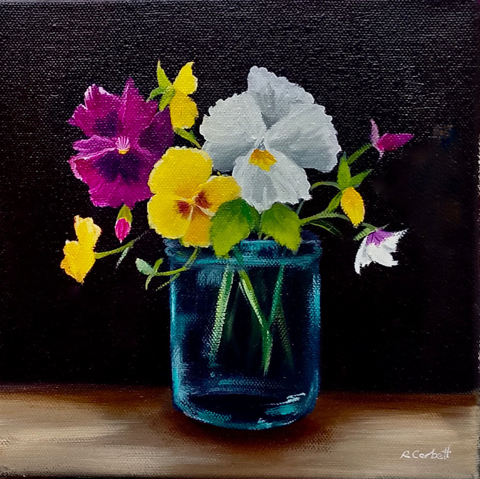 Ruth Corbett, Pansies in a Glass Jar