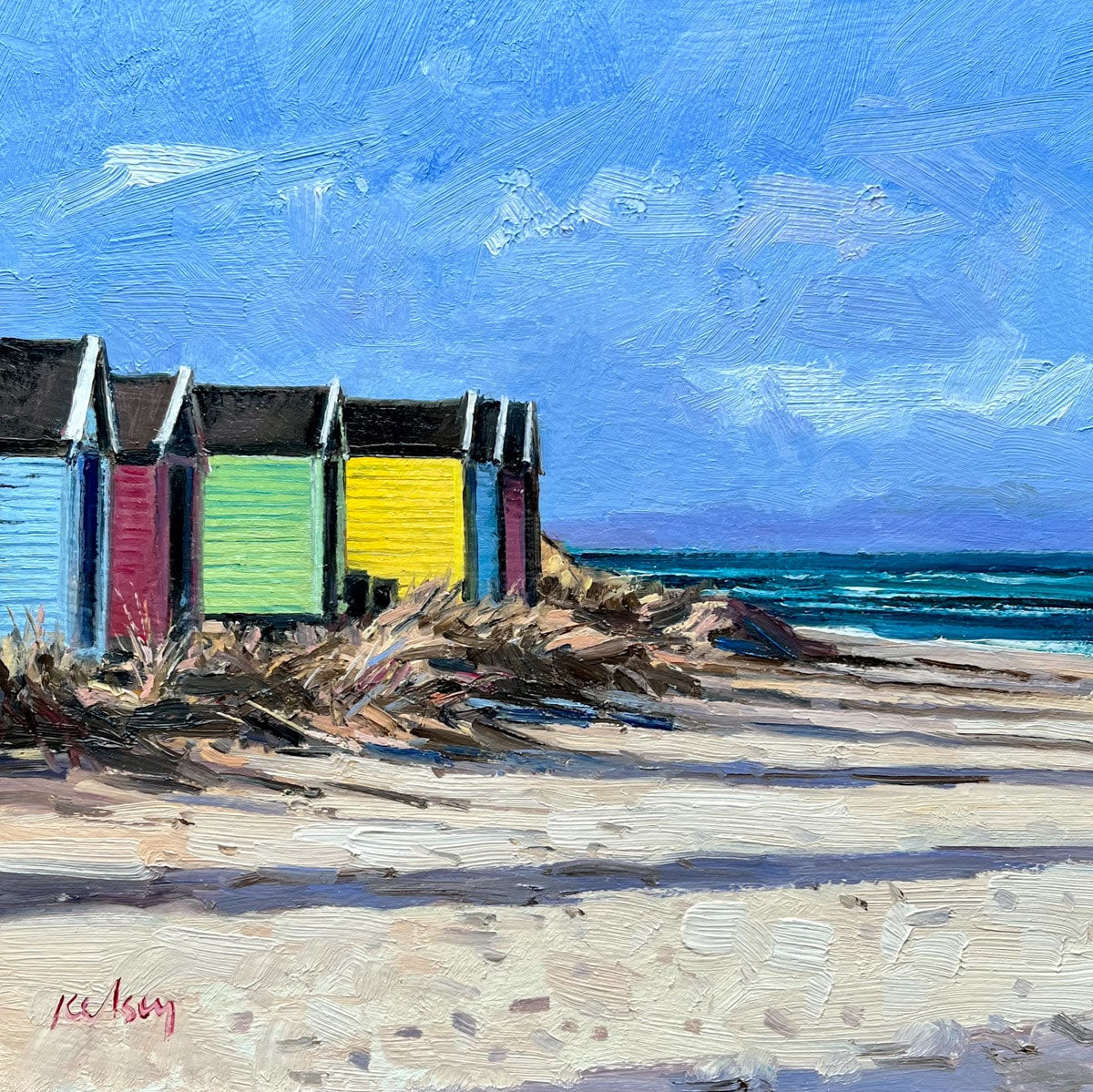 Robert Kelsey, Beach Huts and Shadows, Findhorn