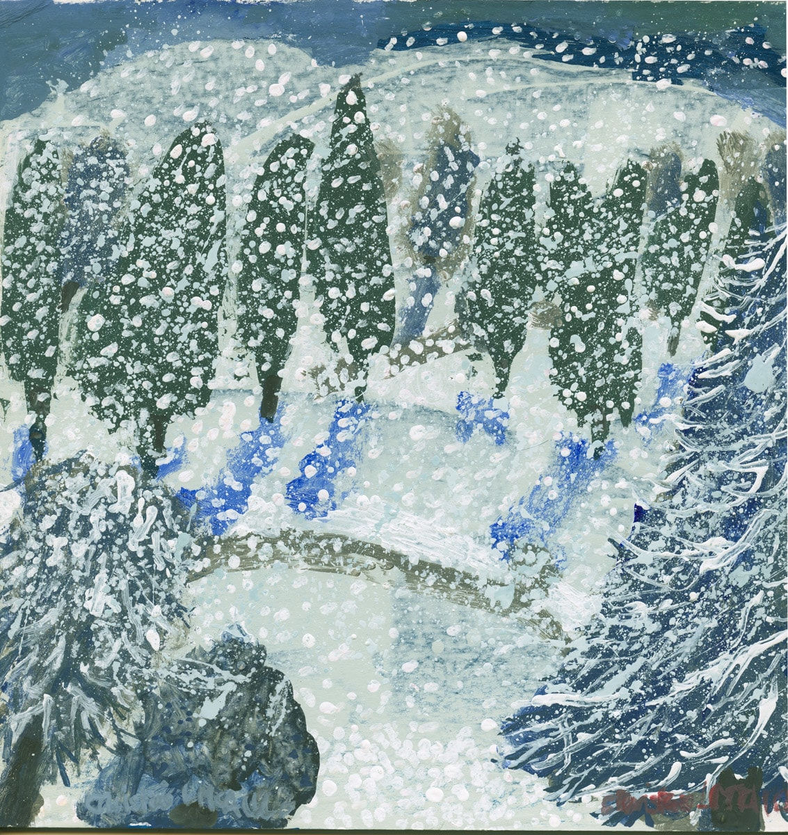 Christine McArthur, Snow Trees with Blue Shadows