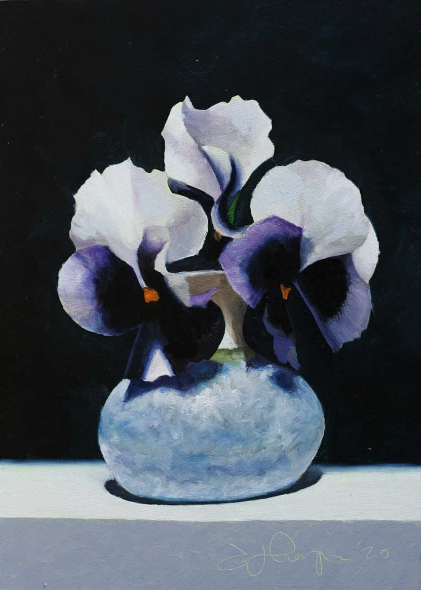 Andrew Thompson, Pansies in a Small Blue Vase II