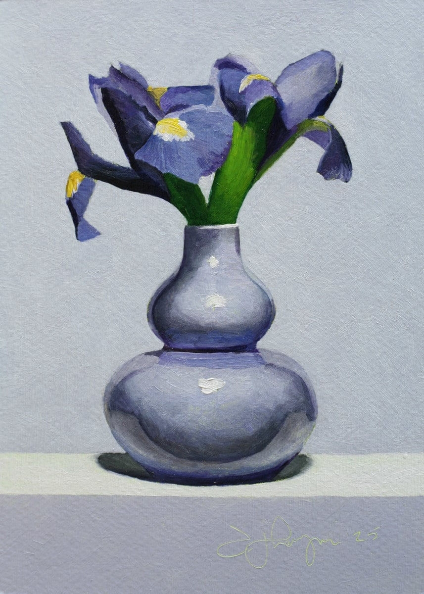 Andrew Thompson, Irises in a Double Gourd Vase