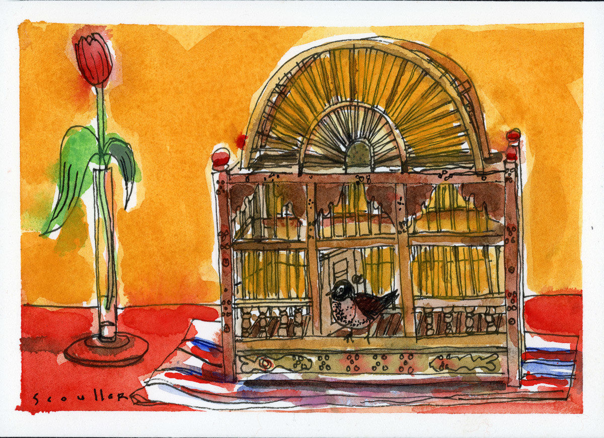 Glen Scouller RSW RGI, Indian Birdcage and Tulip