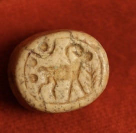 Iron Age Calcite Scaraboid Seal, 900 BCE - 700 BCE