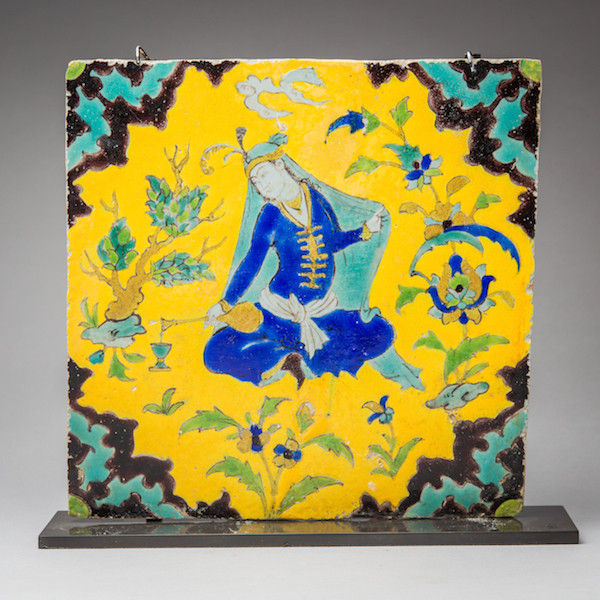Persian Safavid period glazed tile, 18th Century CE