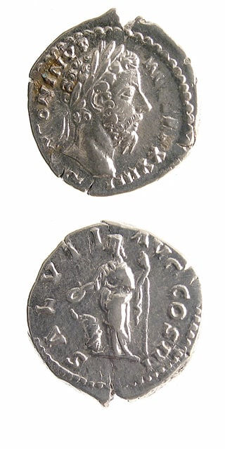 Silver Denarius of Emperor Marcus Aurelius, 161 CE - 180 CE