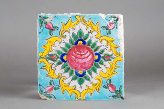 Glazed Islamic tile with floral decoration