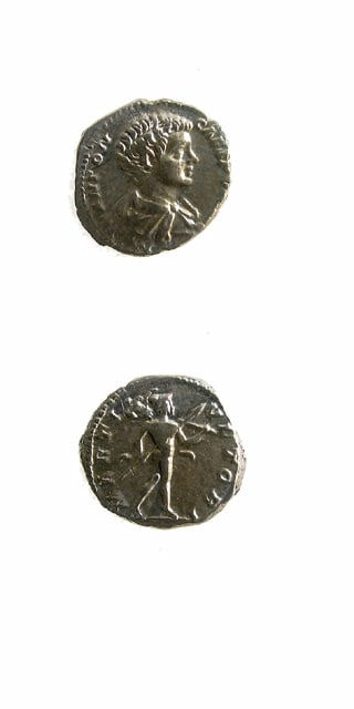 Silver Denarius of Caracalla Struck While Caesar, 196 CE - 198 CE