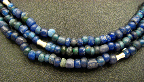 Dark Blue Glass Bead Necklace, 100 CE - 1200 CE