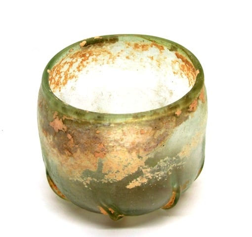 Roman Glass Ribbed Cup, 100 CE - 300 CE