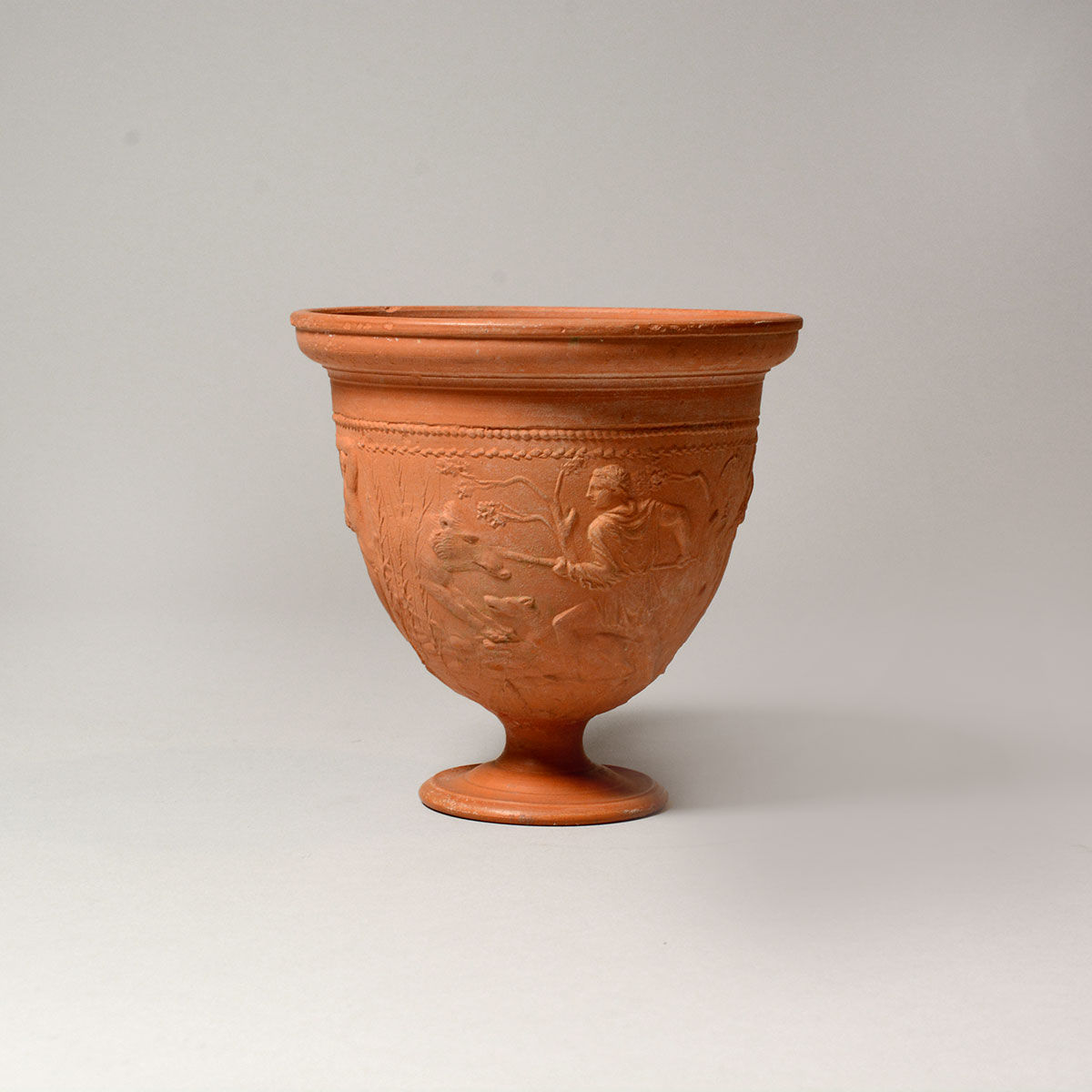 Gallo-Roman Terracotta Chalice with Molded Decorations, 100 BCE - 100 CE