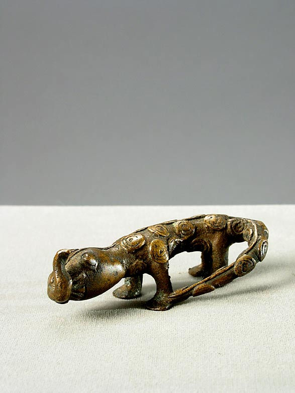 Akan Brass Goldweight in the Form of a Leopard Eating a Snake (abrammuo), 19th Century CE - 20th Century CE